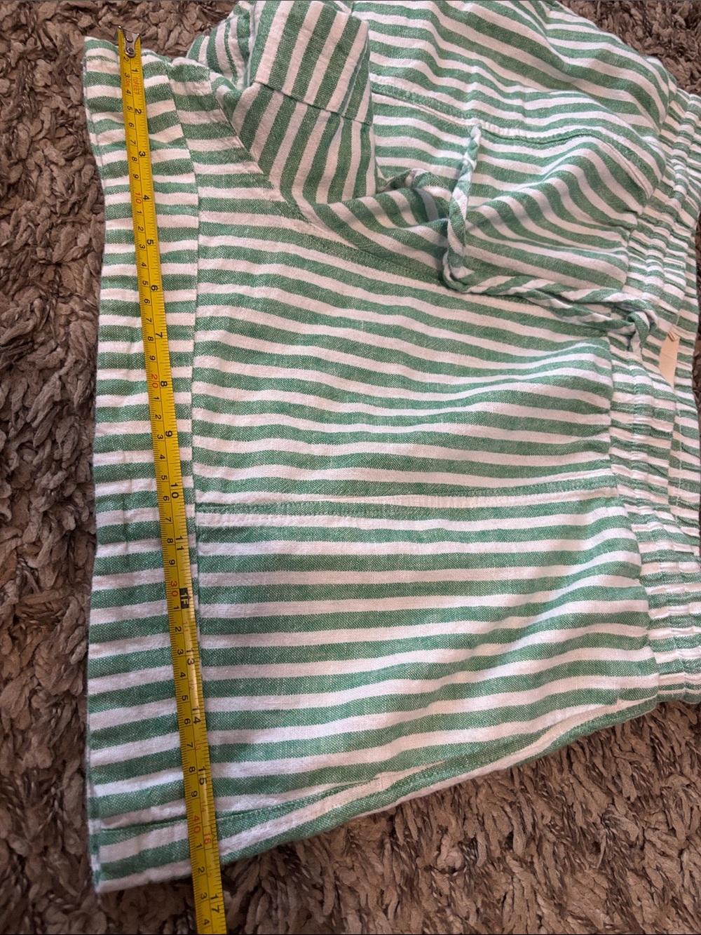 Universal Thread Green and White Striped Drawstring Linen blend Shorts. - Picture 11 of 12